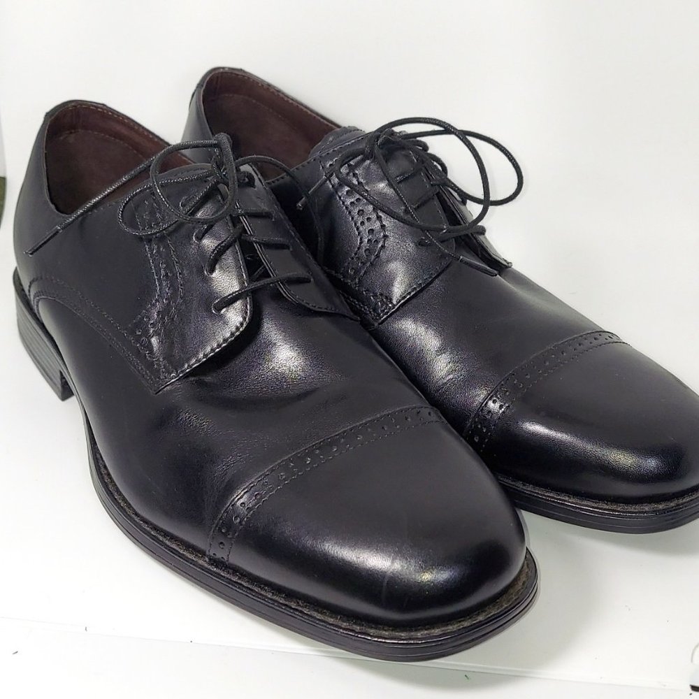 Johnston & Murphy Black Leather Lace up Oxford Dress Shoes Men's 9.5M